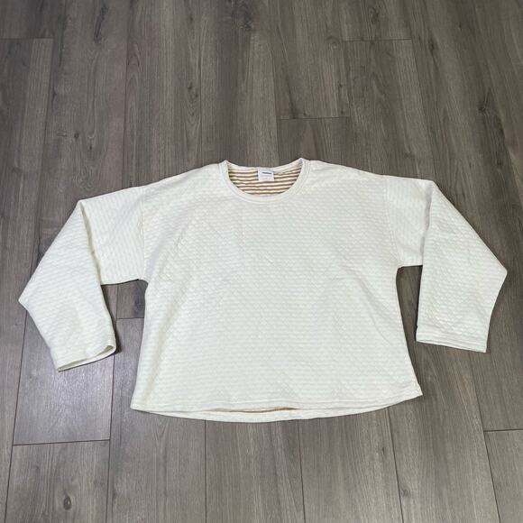 J Crew Quilted Mock Neck Reversible Pullover Long Sleeve Sweater US Women's L - Picture 3 of 8